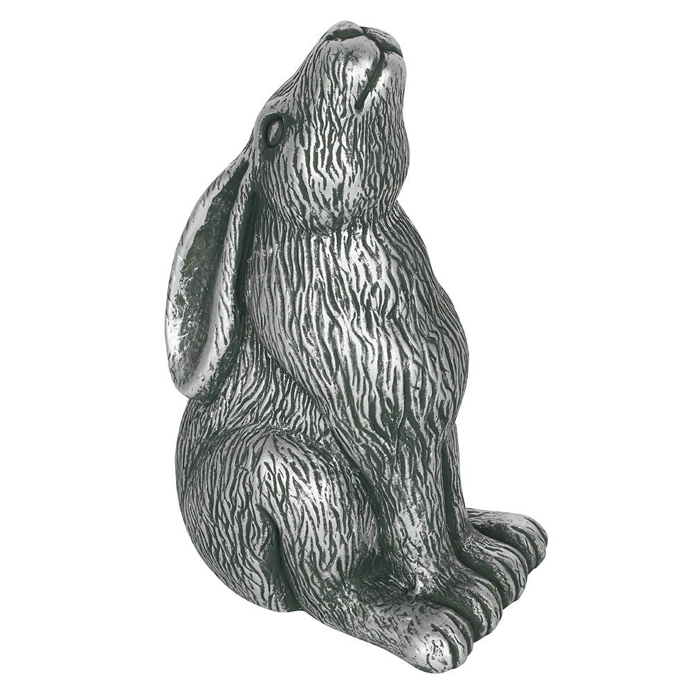 Silver Terracotta Moon Gazing Hare Garden Ornament