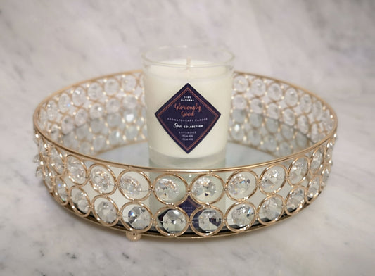 Mirrored decorative tray with crystal embellishments